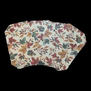 Vintage 70s 80s MCM 4 Vinyl Fall Leaves Acorns Irregular Octagon Placemats